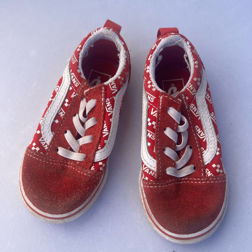 Vans Red and White Heart Pattern Sneakers